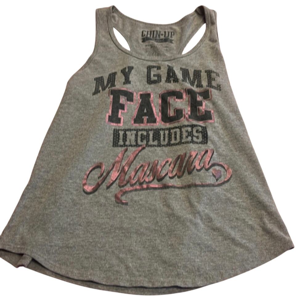 #305 Chin-Up Grey Graphic Tank Top